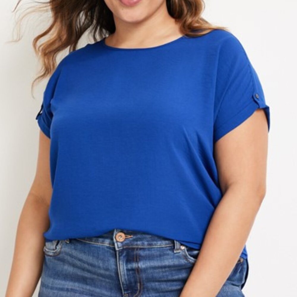 Plus Size Delton Solid Zipper Back Blouse